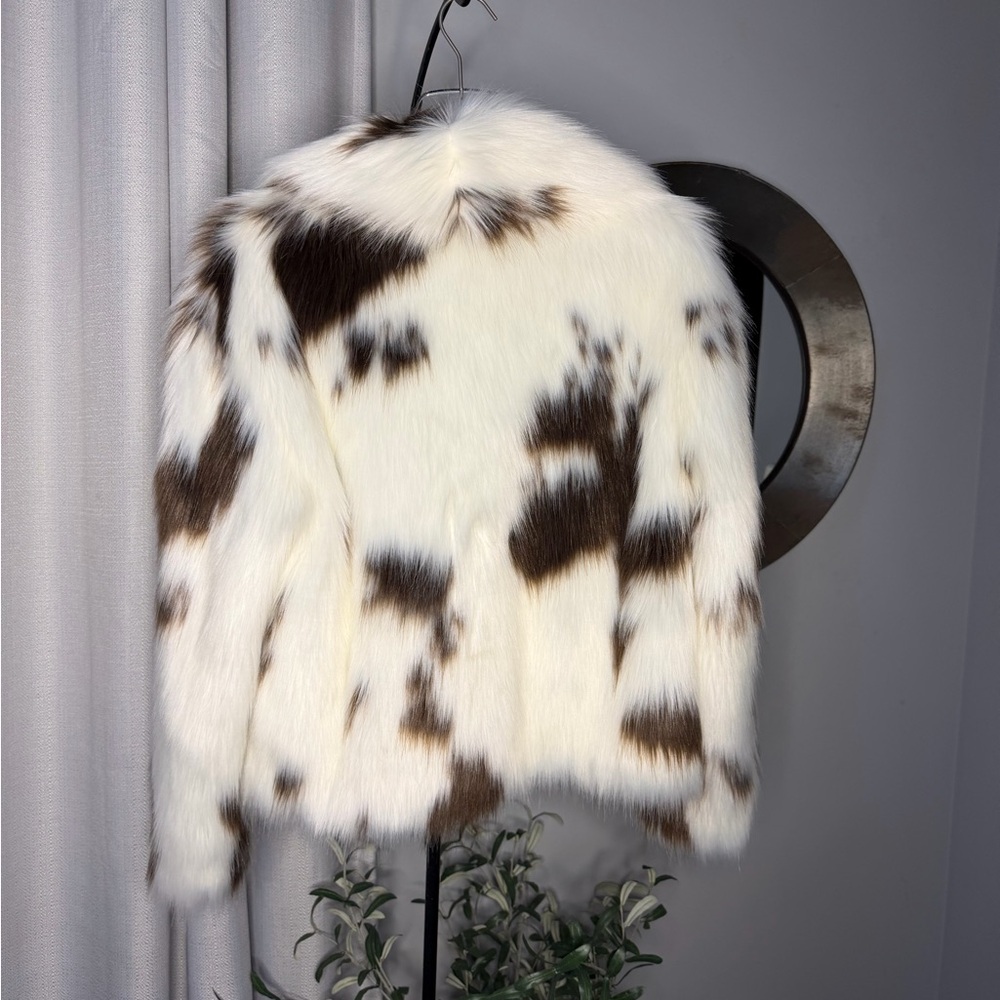 NWT Zara Bloggers Fav Cow Print ZW COLLECTION FAUX FUR JACKET LIMITED EDITION S - Picture 11 of 12